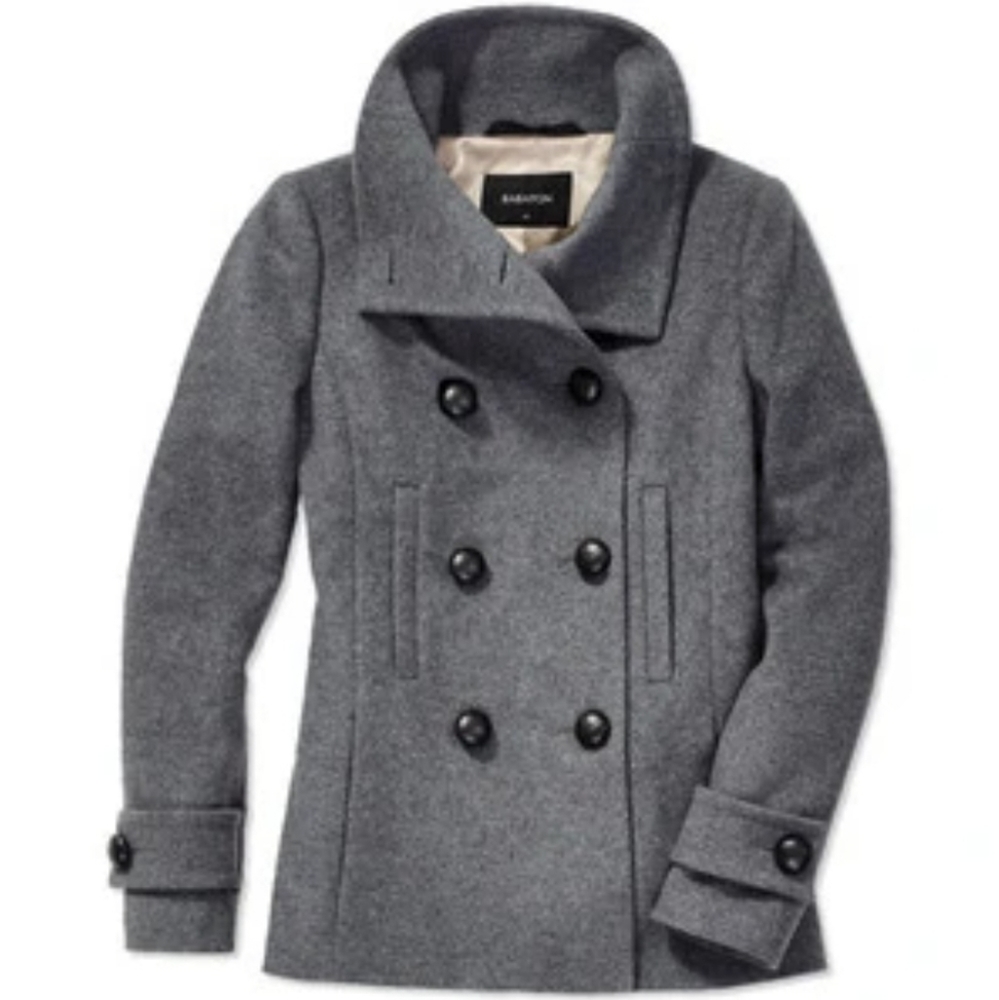 Aritzia Babaton Grey Wool / Cashmere Peacoat with Garment Bag